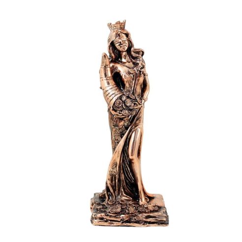 Statuina Dea della fortuna in resina colore rame 20 cm