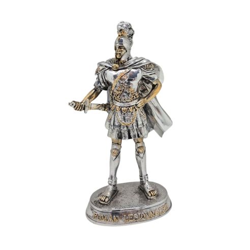 Statuina soldato romano in resina Argento e Oro 15 cm